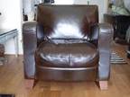 LEATHER ARMCHAIR,  GOOD quality chocolate brown leather....